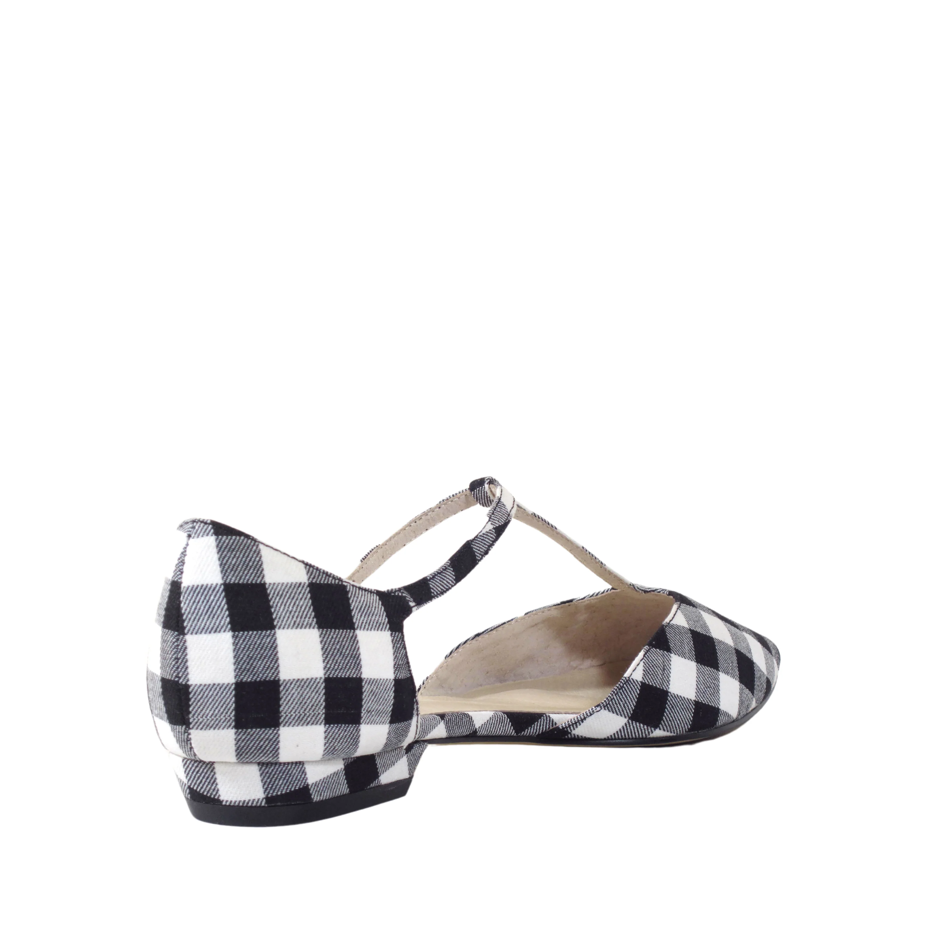 Garden Gingham T-Strap Flats - Olabens