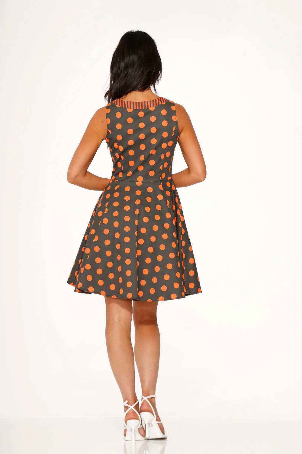 Orange Polka Dot Swing Mini Dress - Olabens