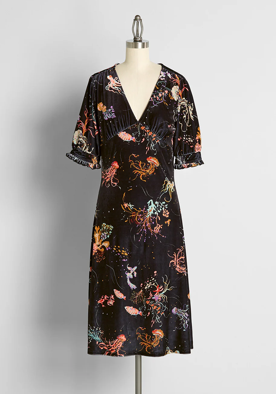 Can't Go Unnoticed Velvet Midi Dress - Olabens