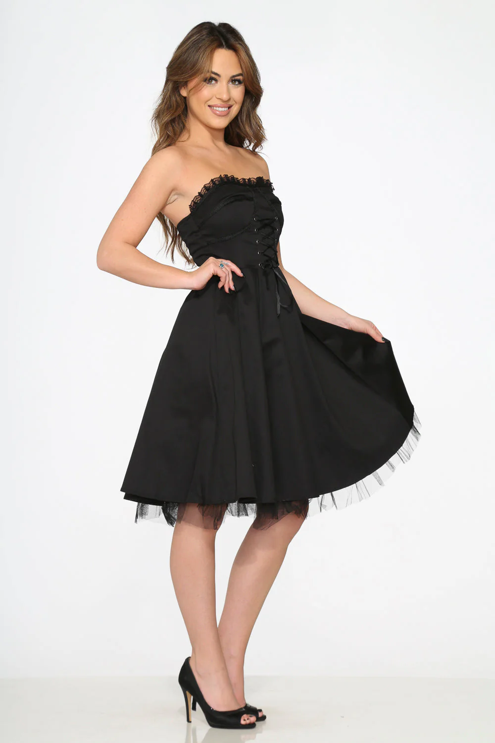 Black Strapless Swing Dress - Olabens
