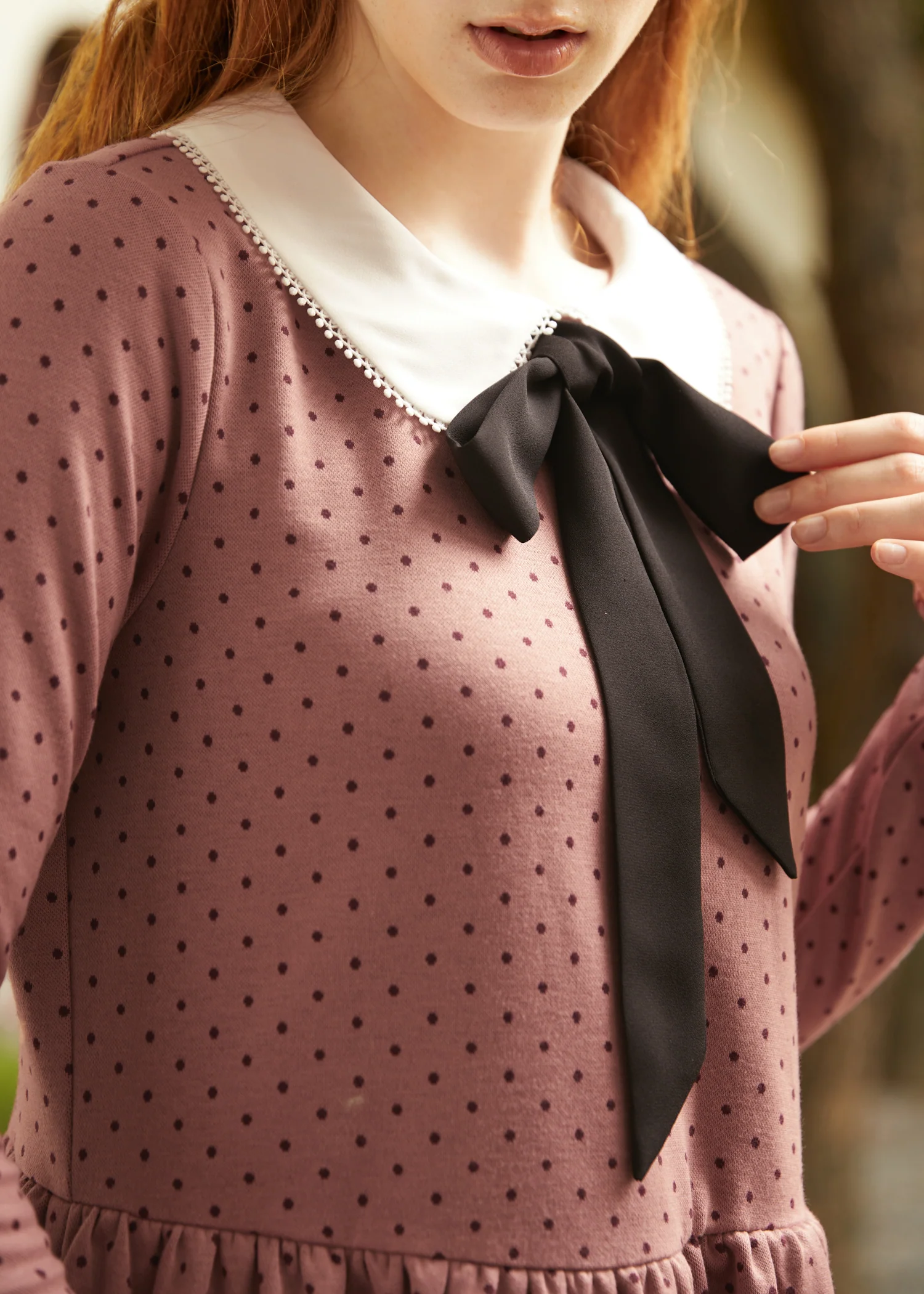 Couture Curtsy Long Sleeve Collar Dress - Olabens
