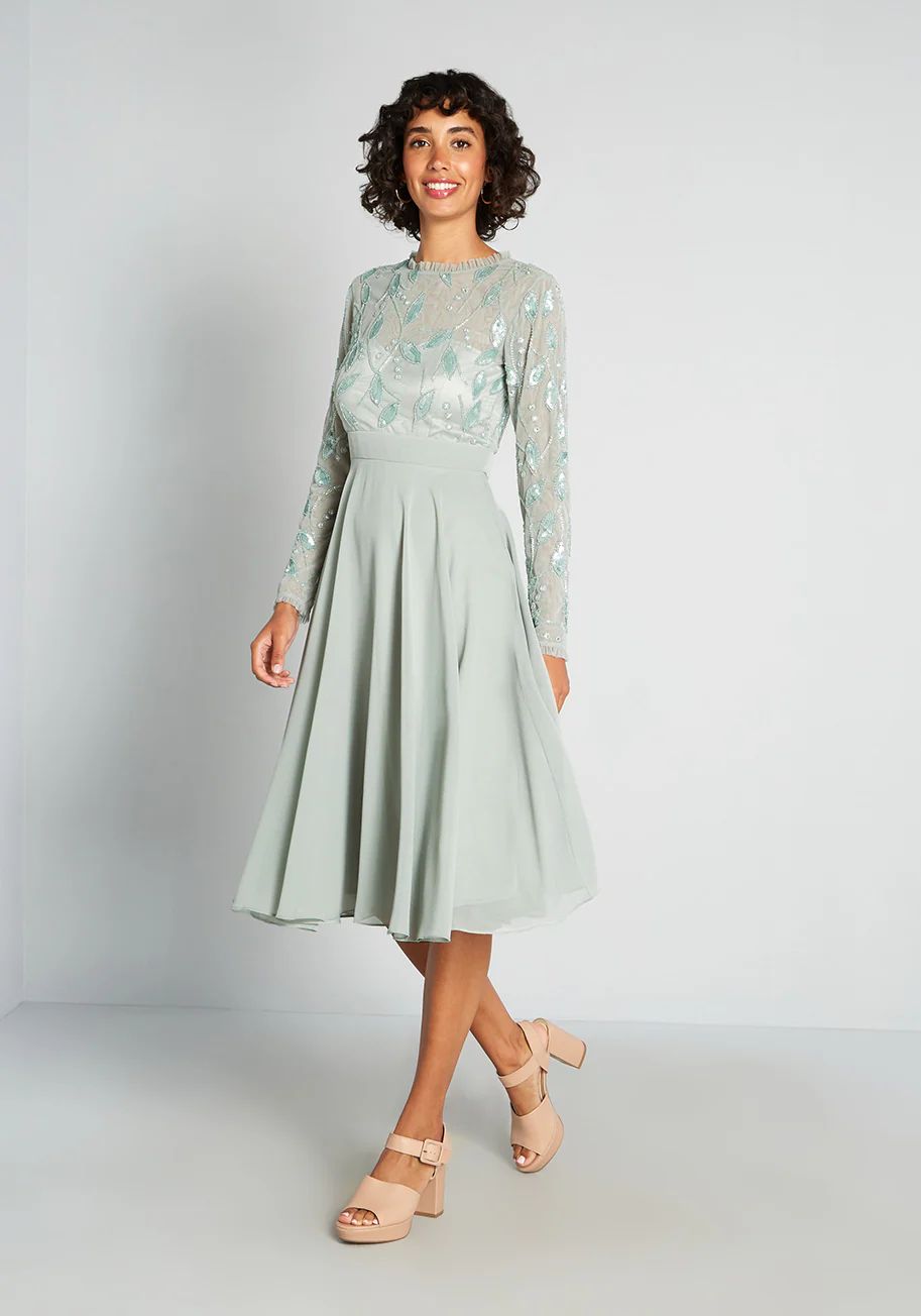 Wandering Amongst the Lily Leaves Midi Dress - Olabens