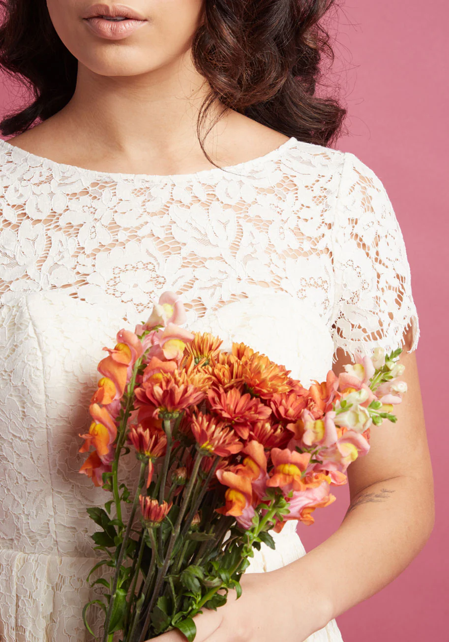Jenny Yoo Wear and Wow Fit and Flare Dress in Ivory - Olabens