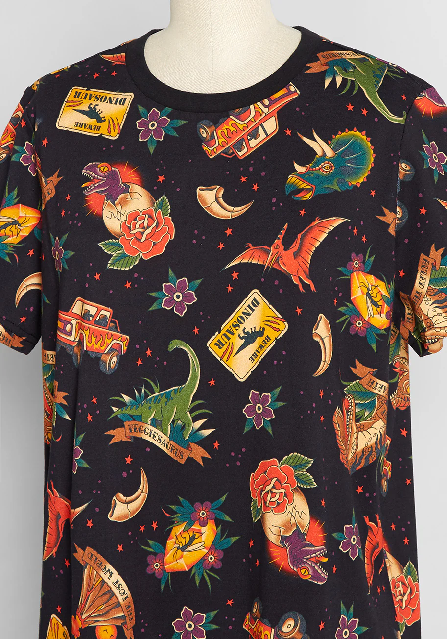 Cruising Through Time T-Shirt Dress - Olabens