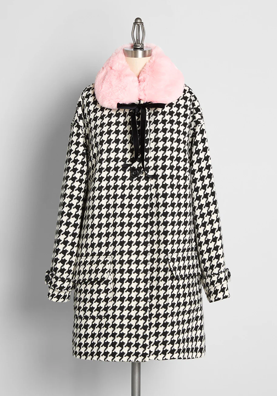 Retro Ice Rink Rendevouz Faux Fur Collared Coat - Olabens