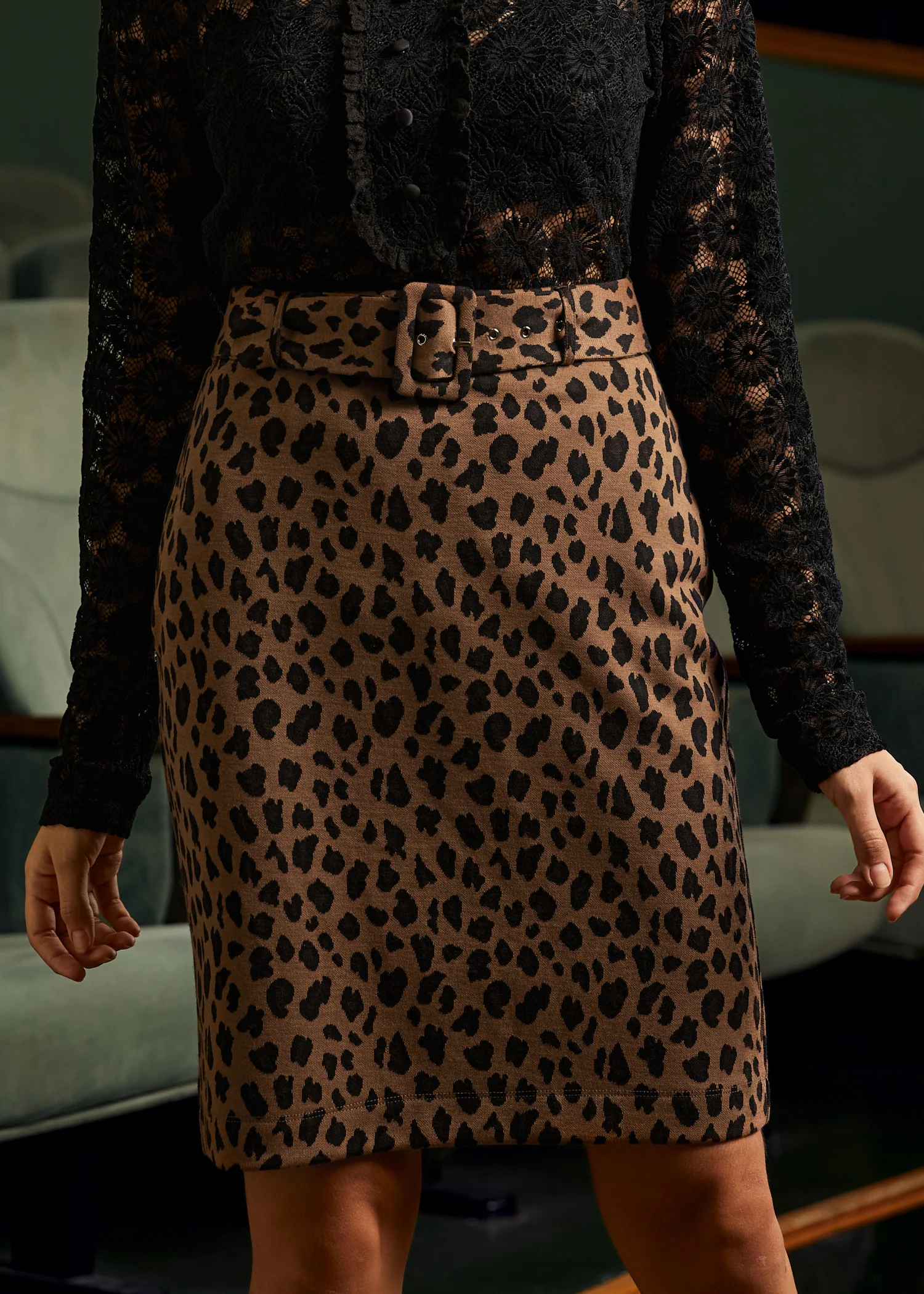 Oldie But a Goodie Belted Midi Pencil Skirt - Olabens