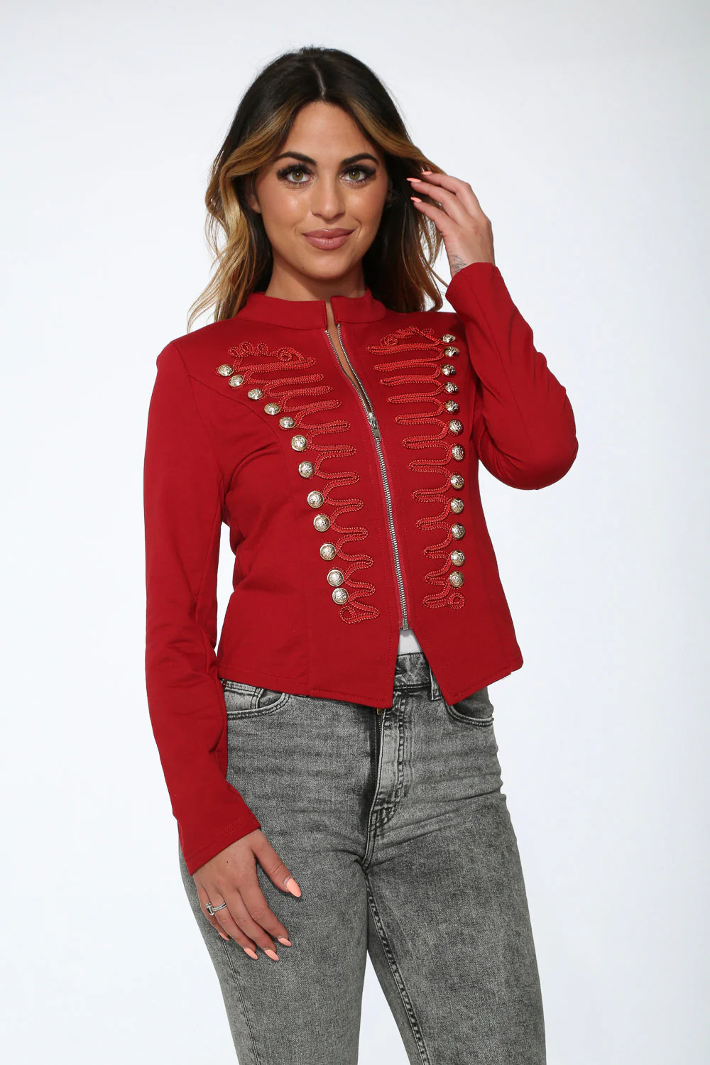 Red Military Jacket - Olabens