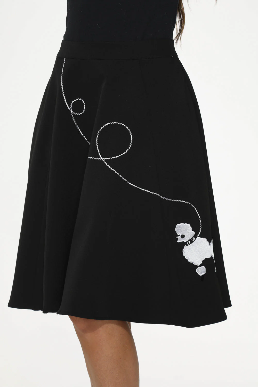 Black Embroidered Poodle Skirt - Olabens