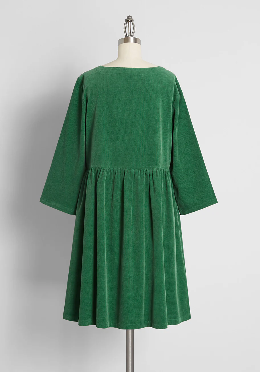 Corduroy For The Day Babydoll Dress - Olabens