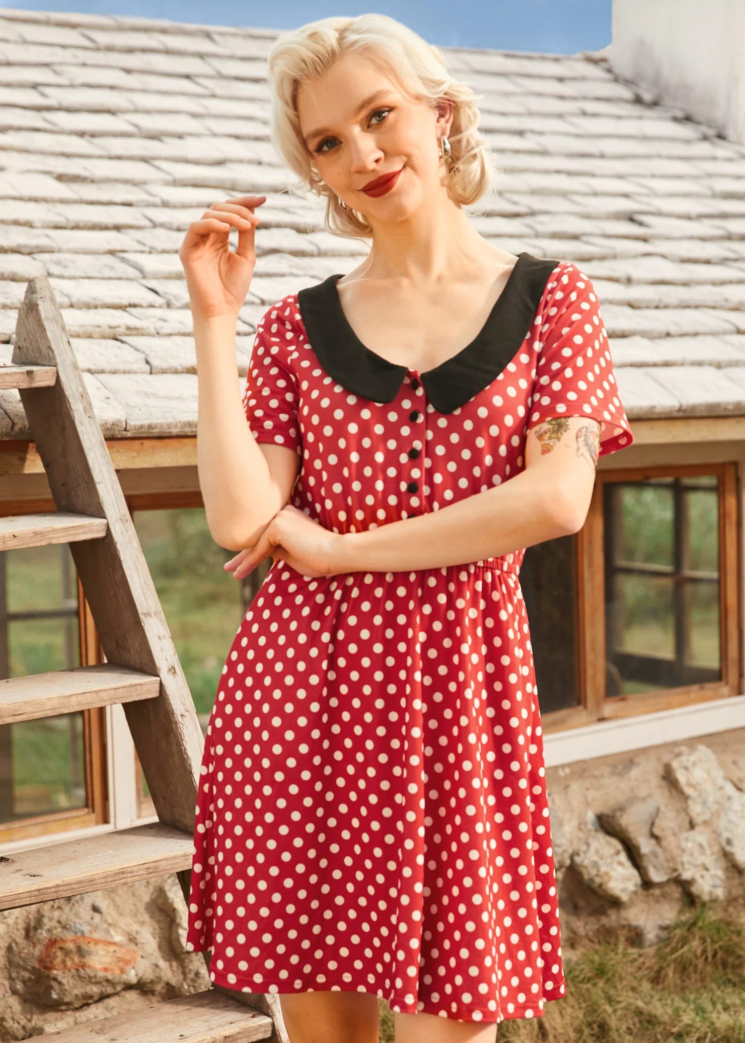 Dottie Delight Collared Dress - Olabens