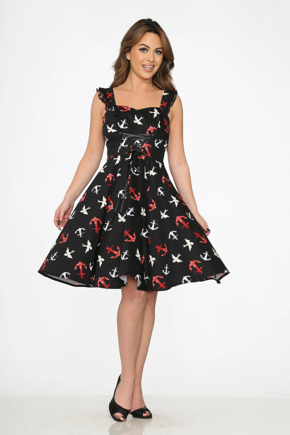 Black Swallow Swing Dress - Olabens