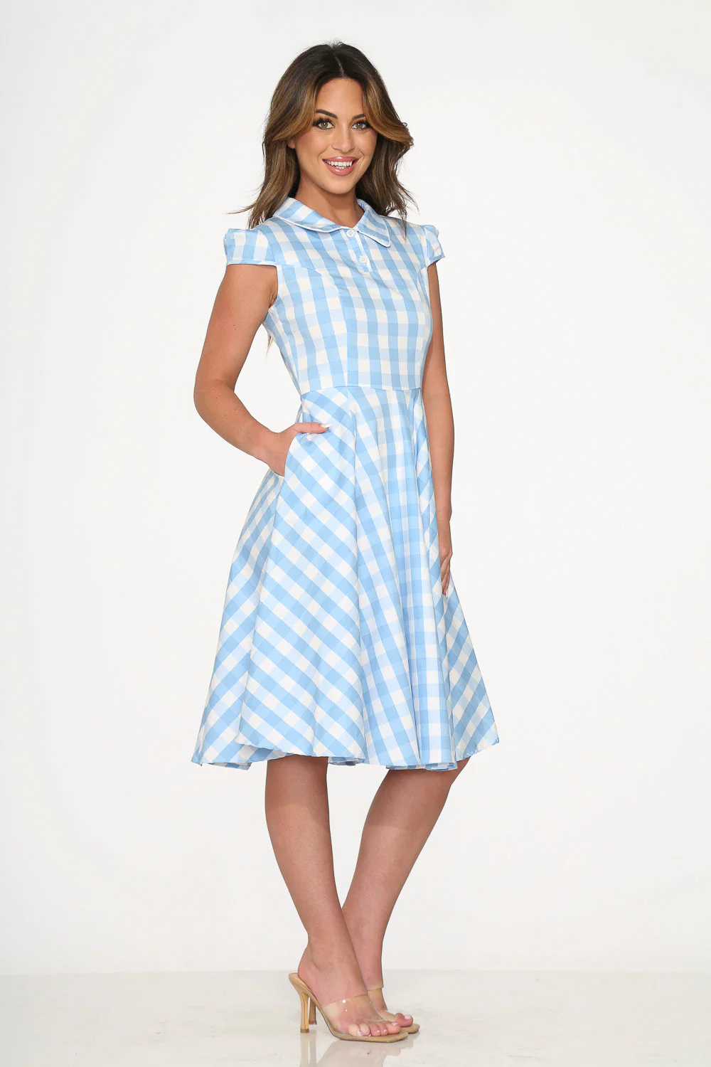 Blue Checkmate Swing Dress - Olabens