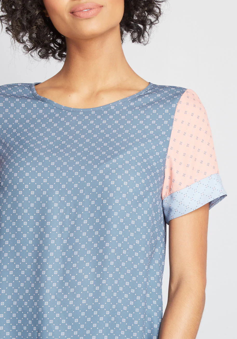 Mixed Fresh Daily Short Sleeve Blouse - Olabens