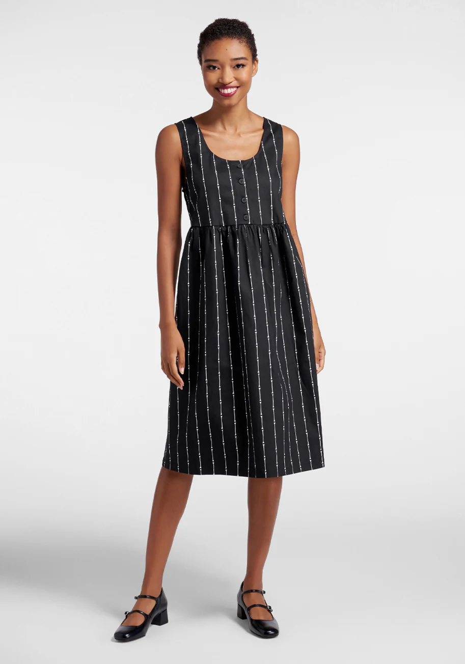 Striped to the Bone Midi Dress - Olabens