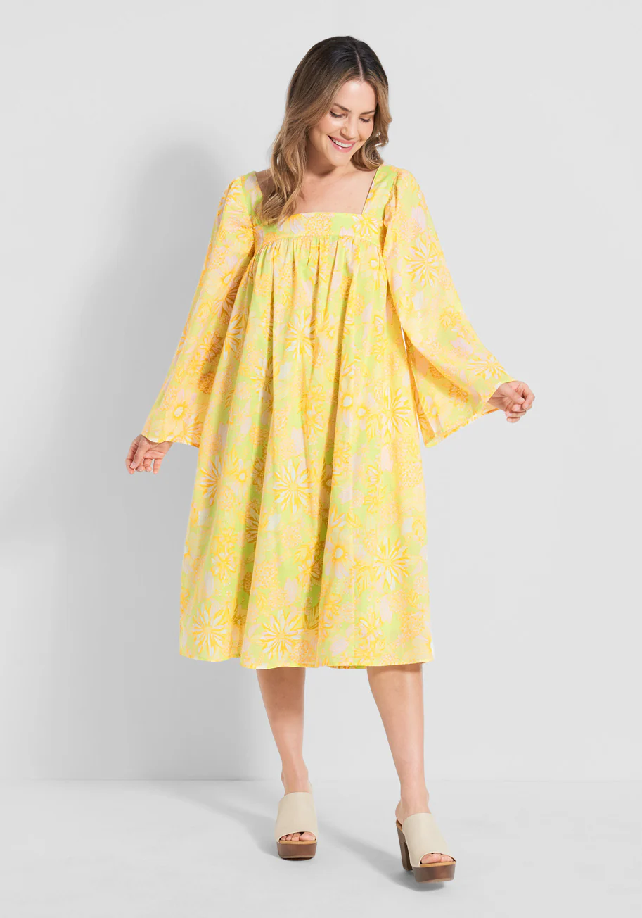 You Say Goodbye, I Say Yellow Midi Dress - Olabens