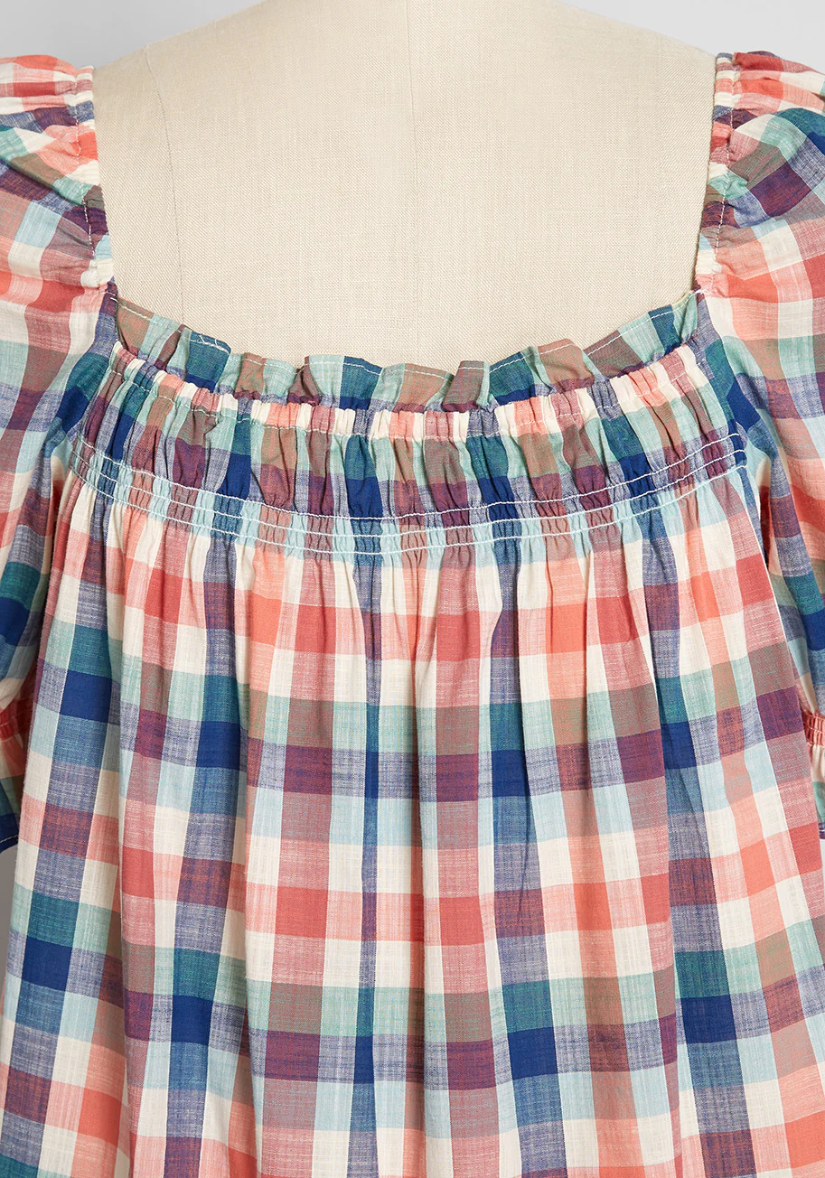 Smocked Babydoll Dress Summer Madras - Olabens