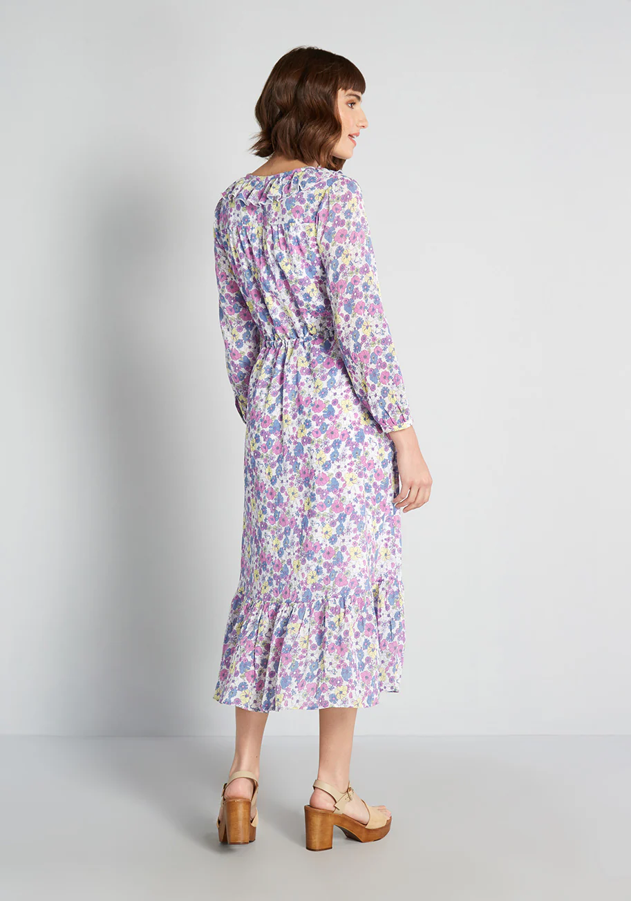 Ruffling For Flowers Midi Dress - Olabens