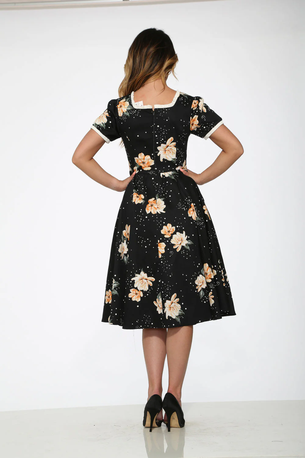 Black & Yellow Floral Swing Dress - Olabens