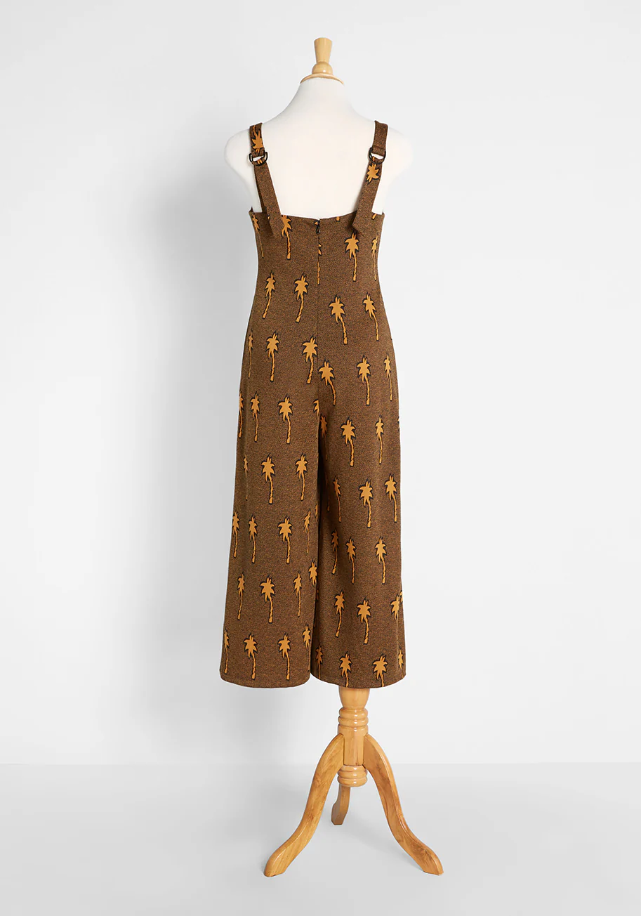 A Breeze In Palm Trees Knit Wide-Leg Jumpsuit - Olabens