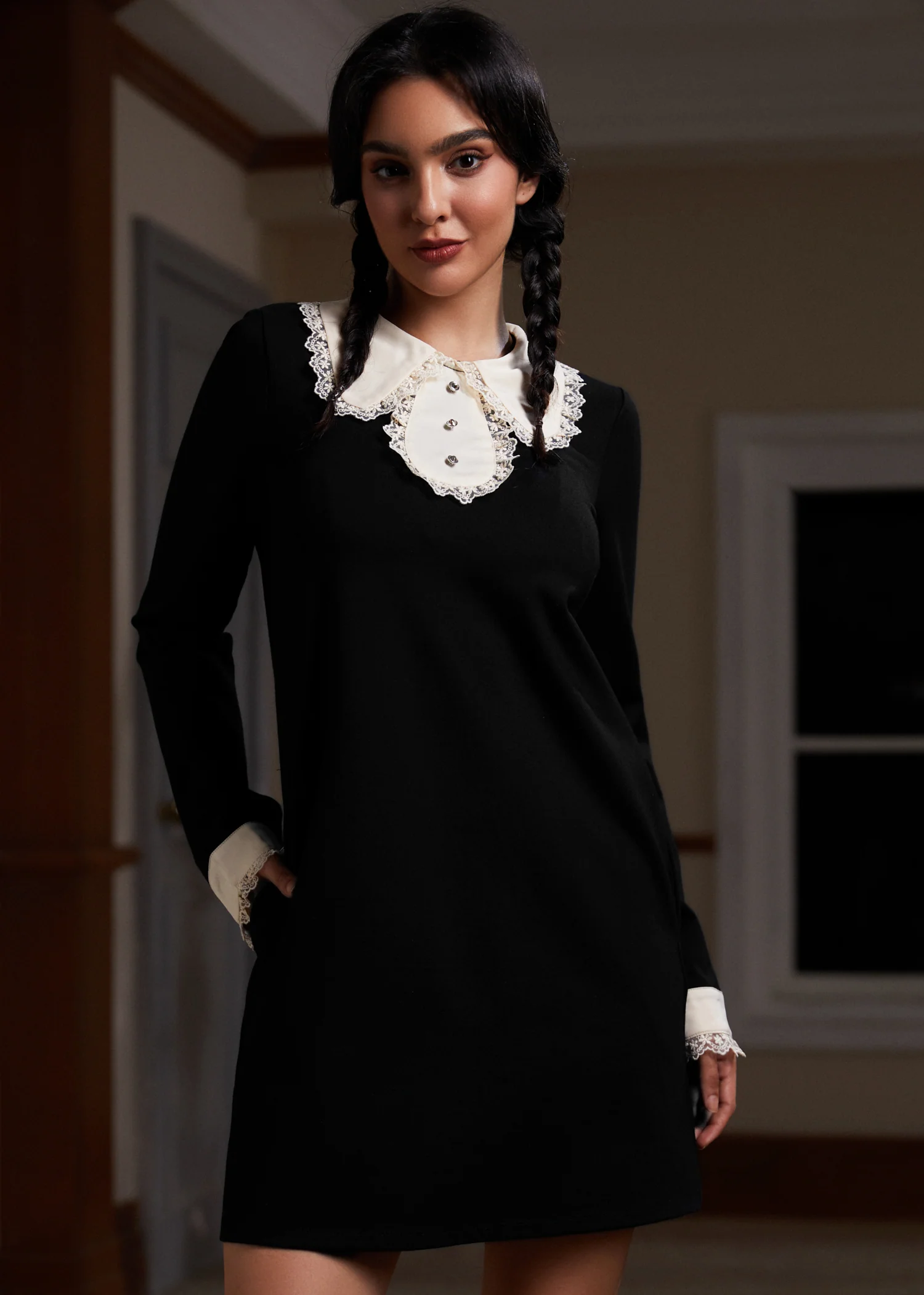Laced Leaf Shift Dress - Olabens