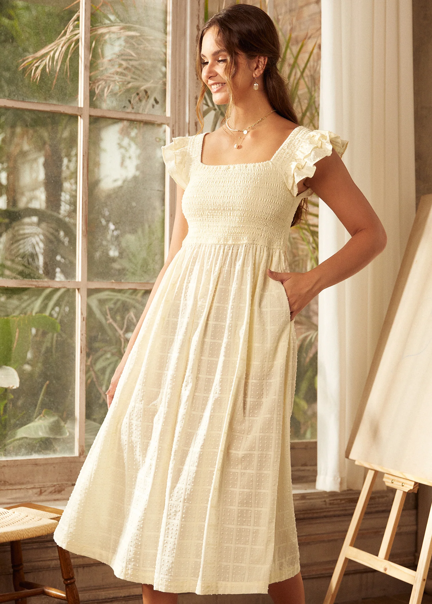 Flair and Square Babydoll Dress - Olabens