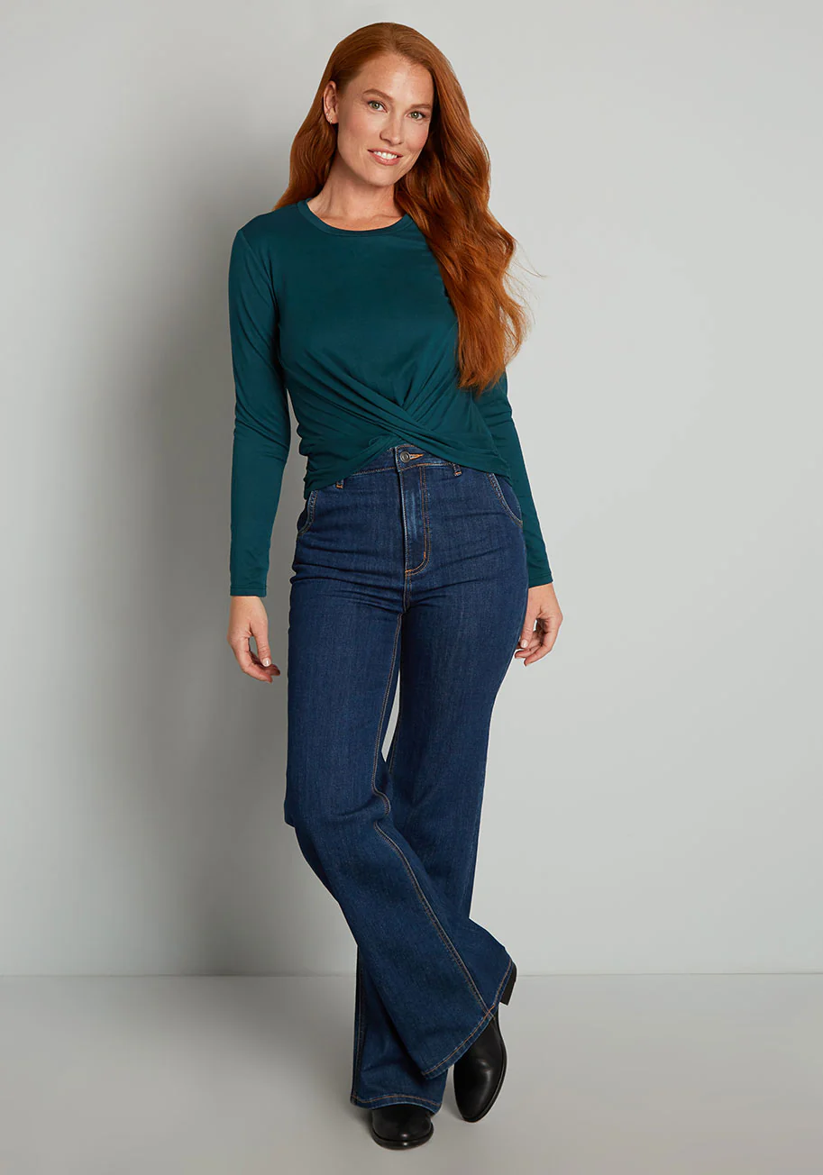 A Twist Of Fun Long Sleeve Knit Top - Olabens