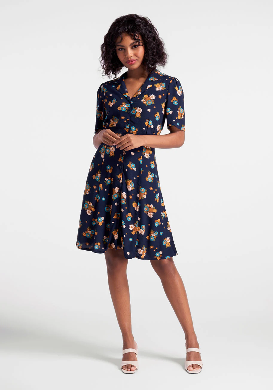 Moody Navy Blues Shirtdress - Olabens