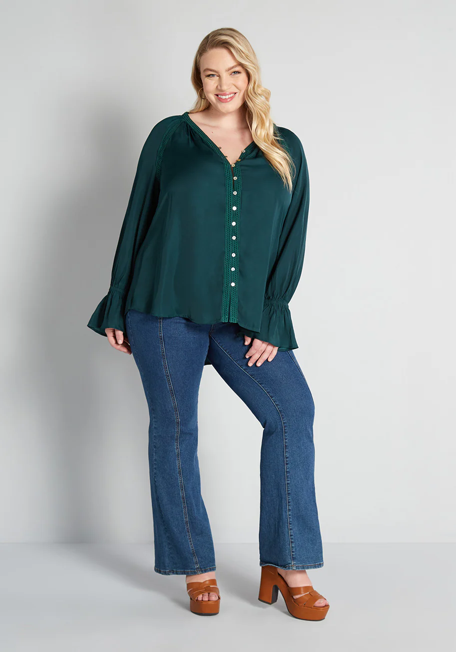 Emerald Isle Button-Up Tunic - Plus Size - Olabens