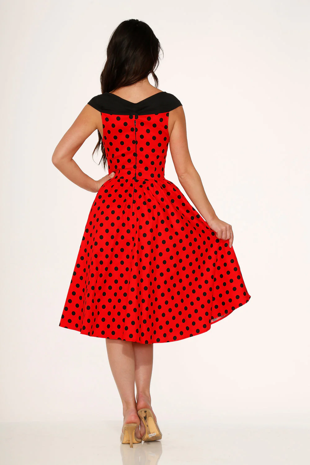 Red & Black Polka Dot Swing Dress - Olabens