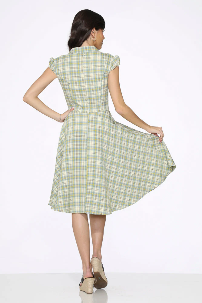 Green Plaid Swing Dress - Olabens