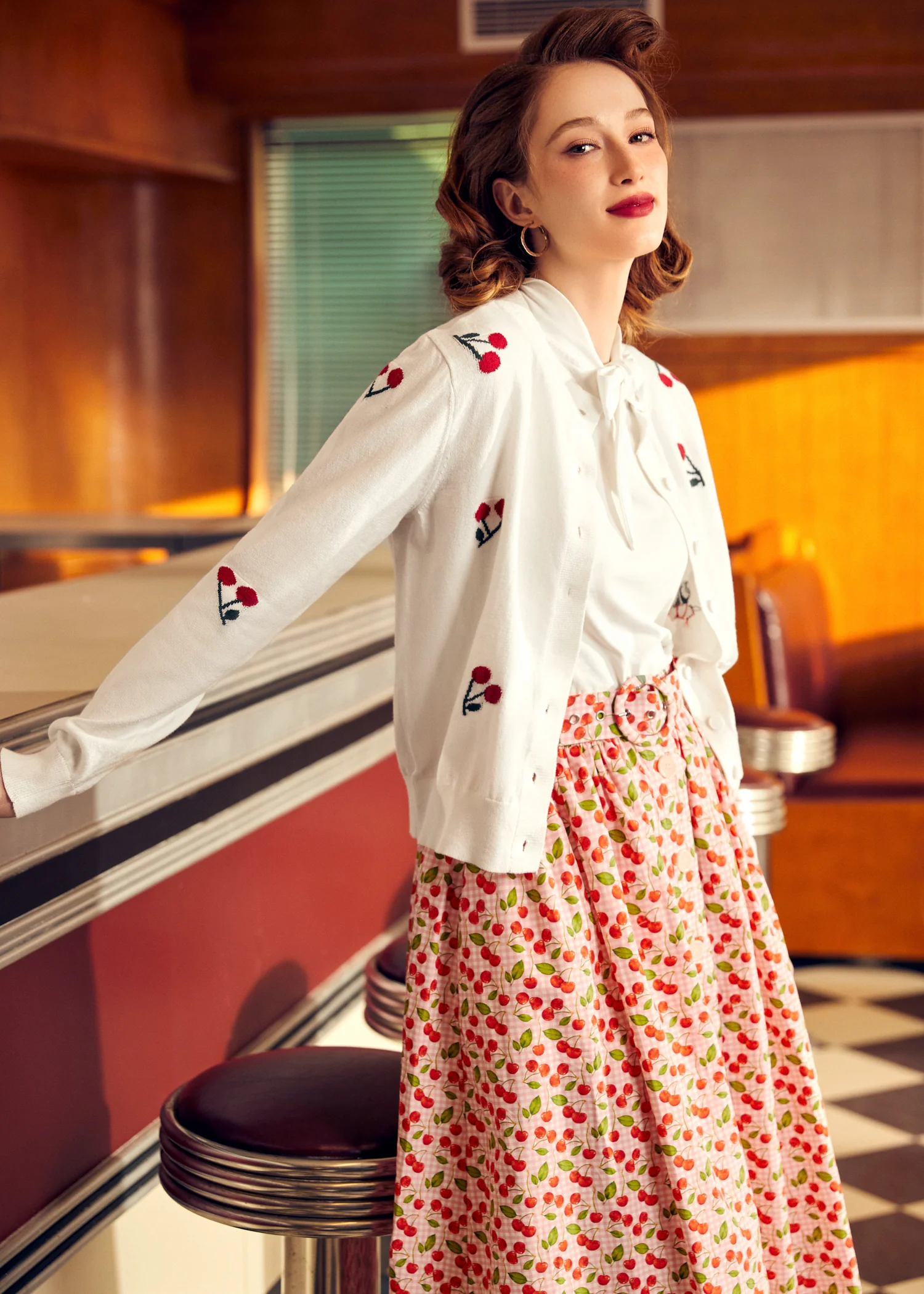 Cherry on Top Crew Neck Cardigan - Olabens