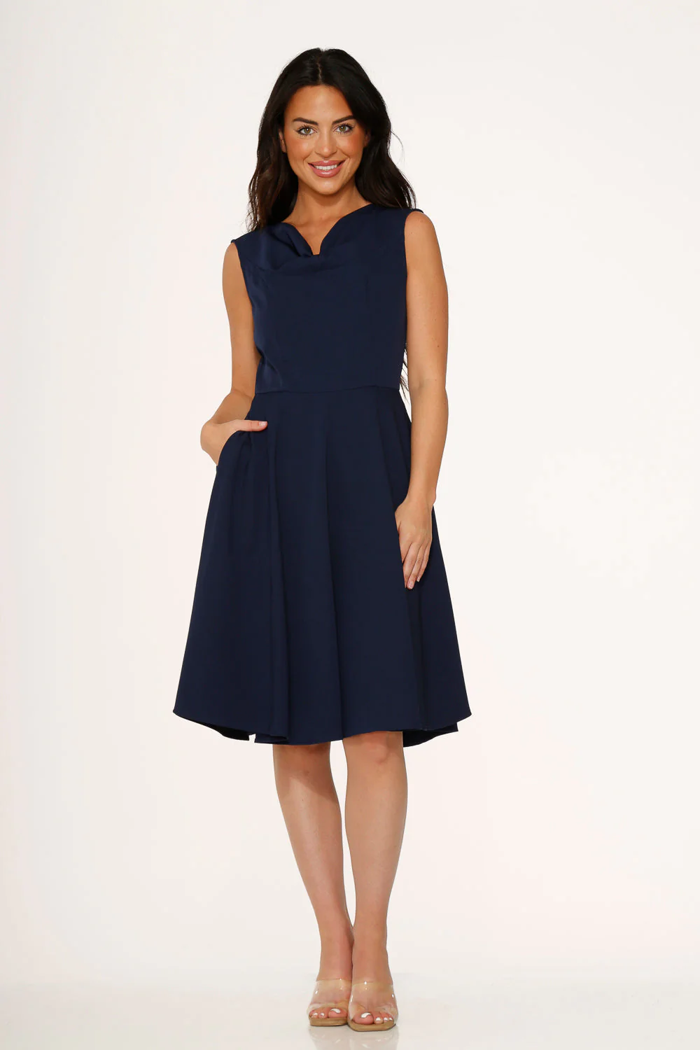Navy Blue Swing Dress - Olabens