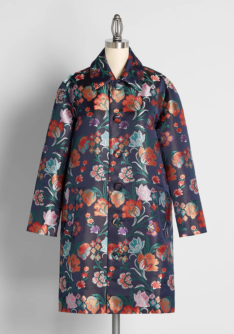 Just Like We Always Talked About Brocade Car Coat - Olabens
