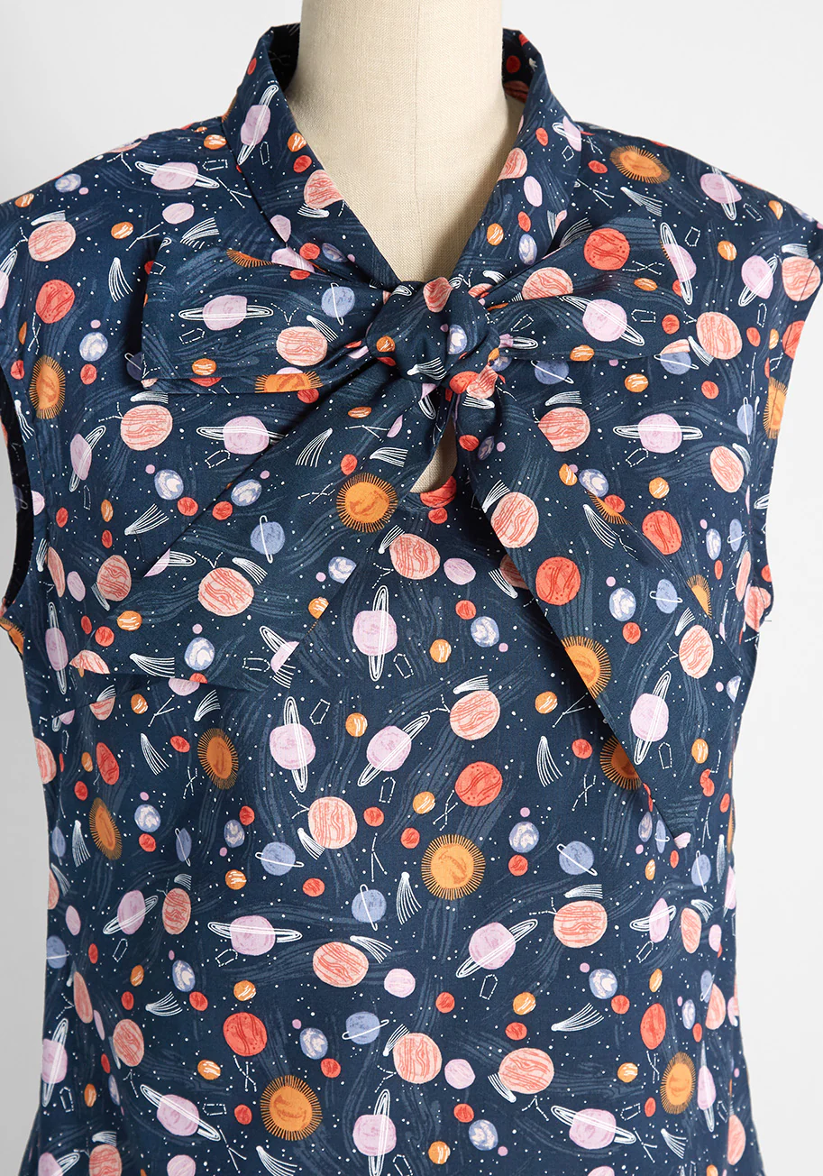 Always In Orbit Tie-Neck Top - Olabens
