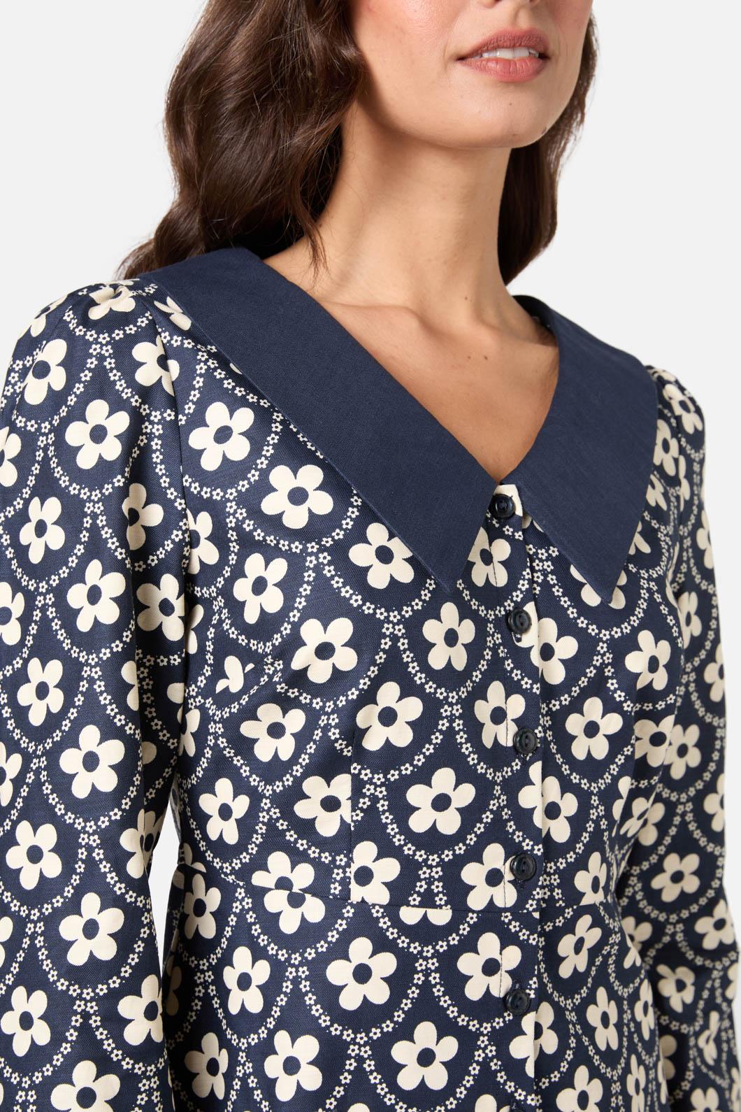 Megan Cute Collar Mini Dress - Olabens