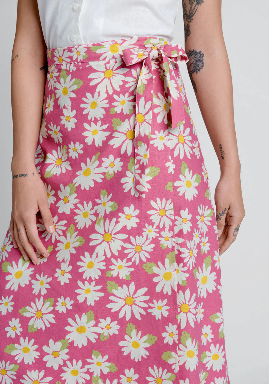 Cutesy Daisies Wrap Skirt - Olabens