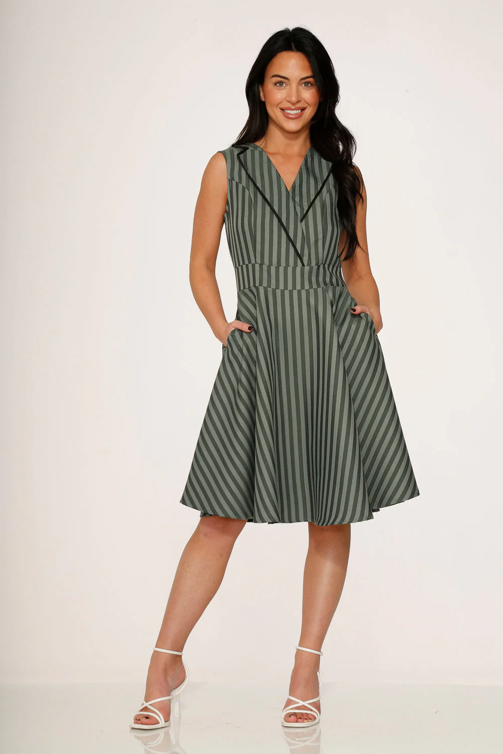 Olive Stripe Swing Dress - Olabens