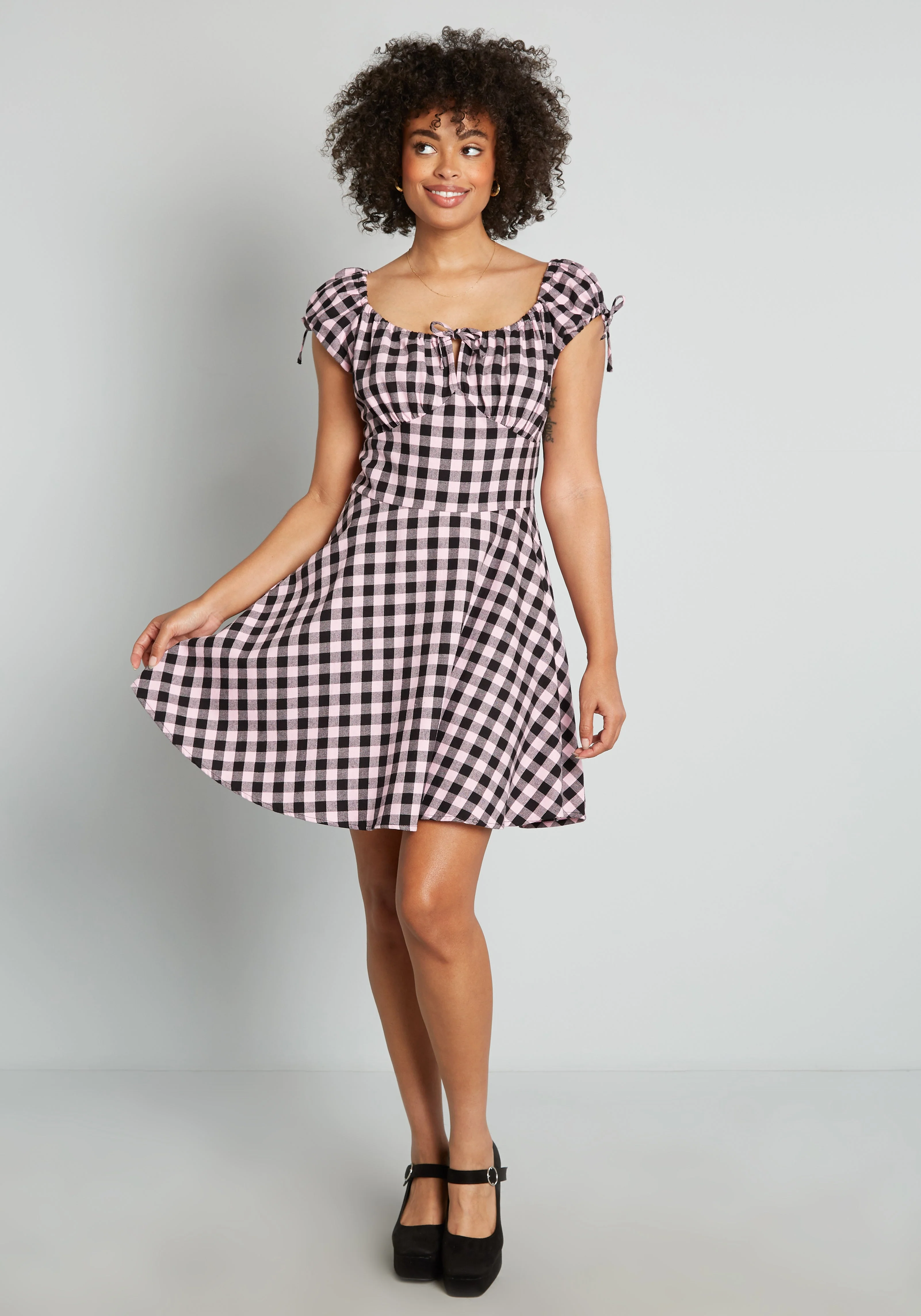Attitudes In Check A-Line Dress - Olabens