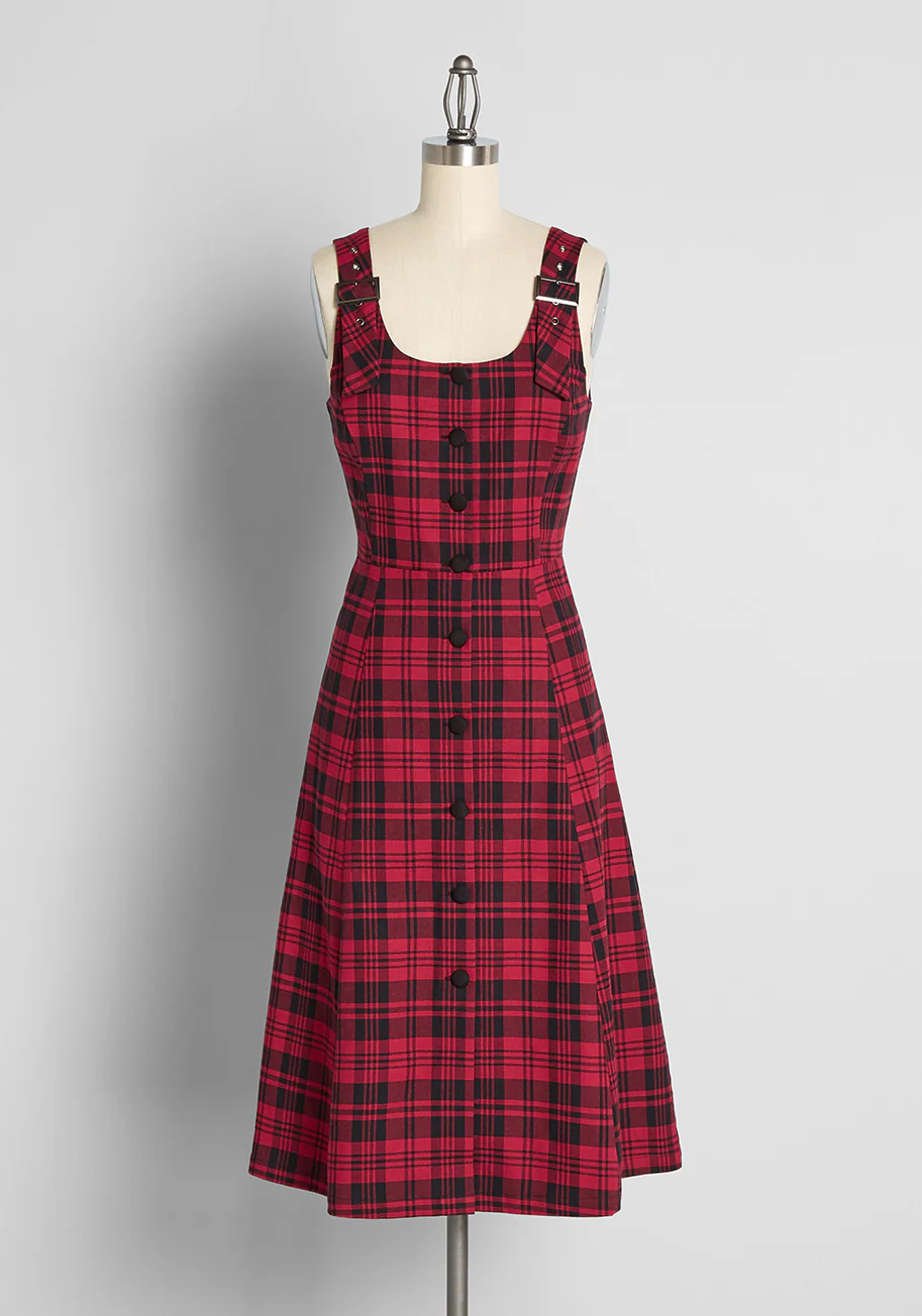 Buckle Up, Baby! Plaid Jumper - Olabens