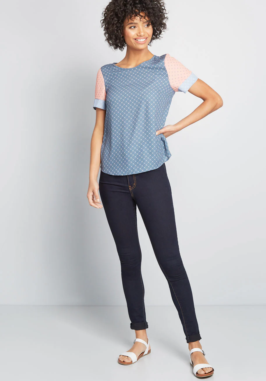 Mixed Fresh Daily Short Sleeve Blouse - Olabens