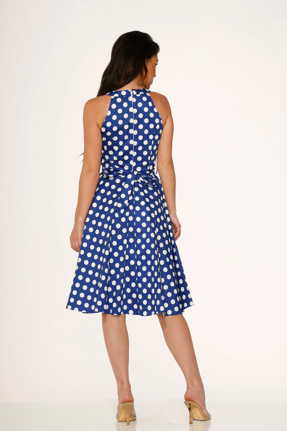 Blue Polka Dot Swing Dress - Olabens