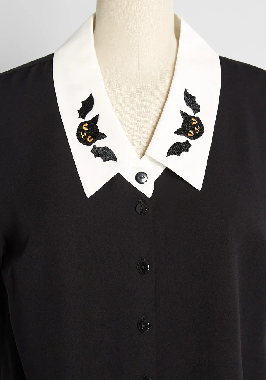 Isnyt x Dangerfield Feline Fusion Button-Up Top - Olabens