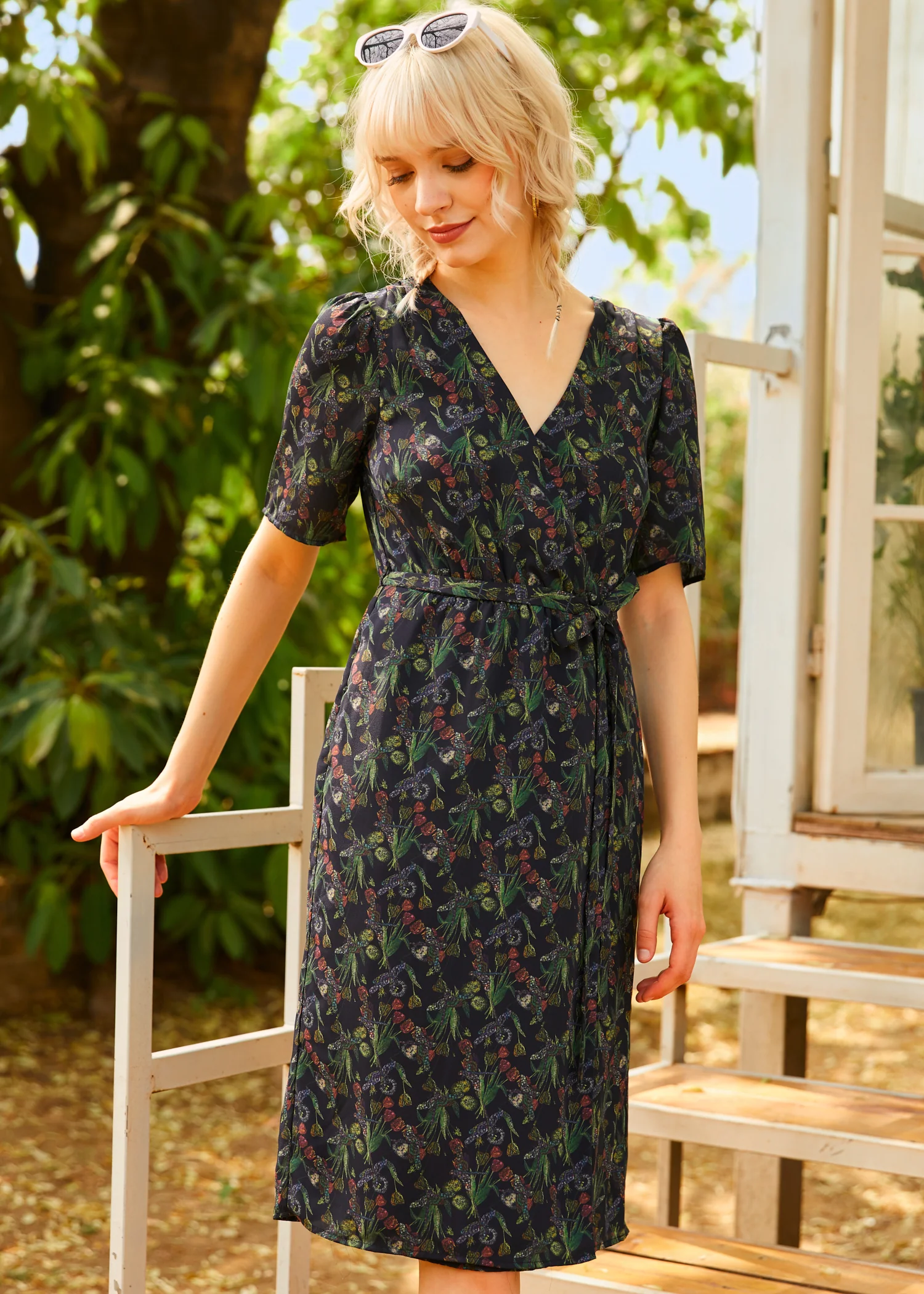 The Sunday Soir  e Faux Wrap Dress - Olabens