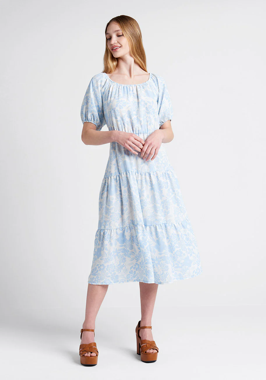 Bloom Wildly Tiered Midi Dress - Olabens