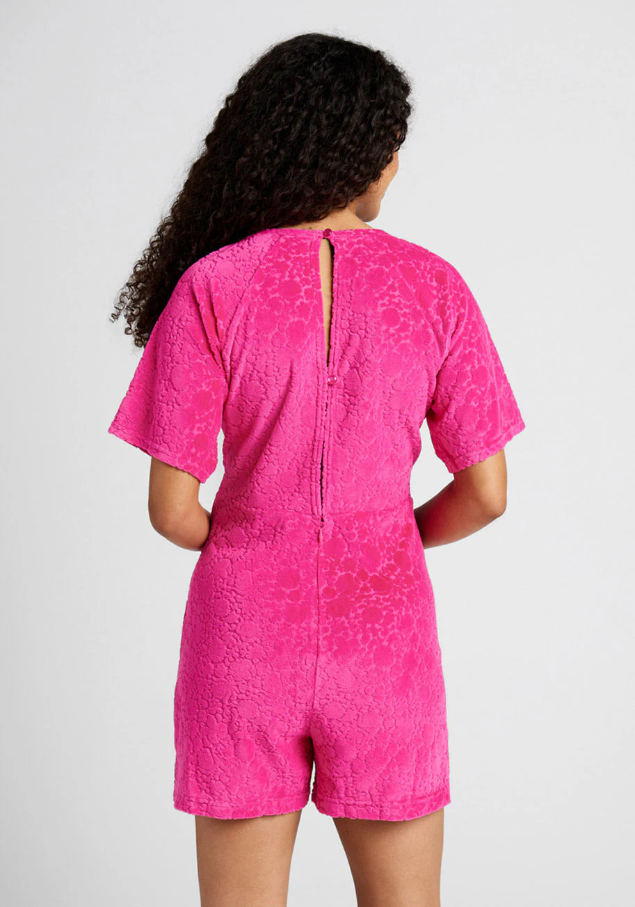 Beach Chaser Velour Romper Sweet Berry - Olabens