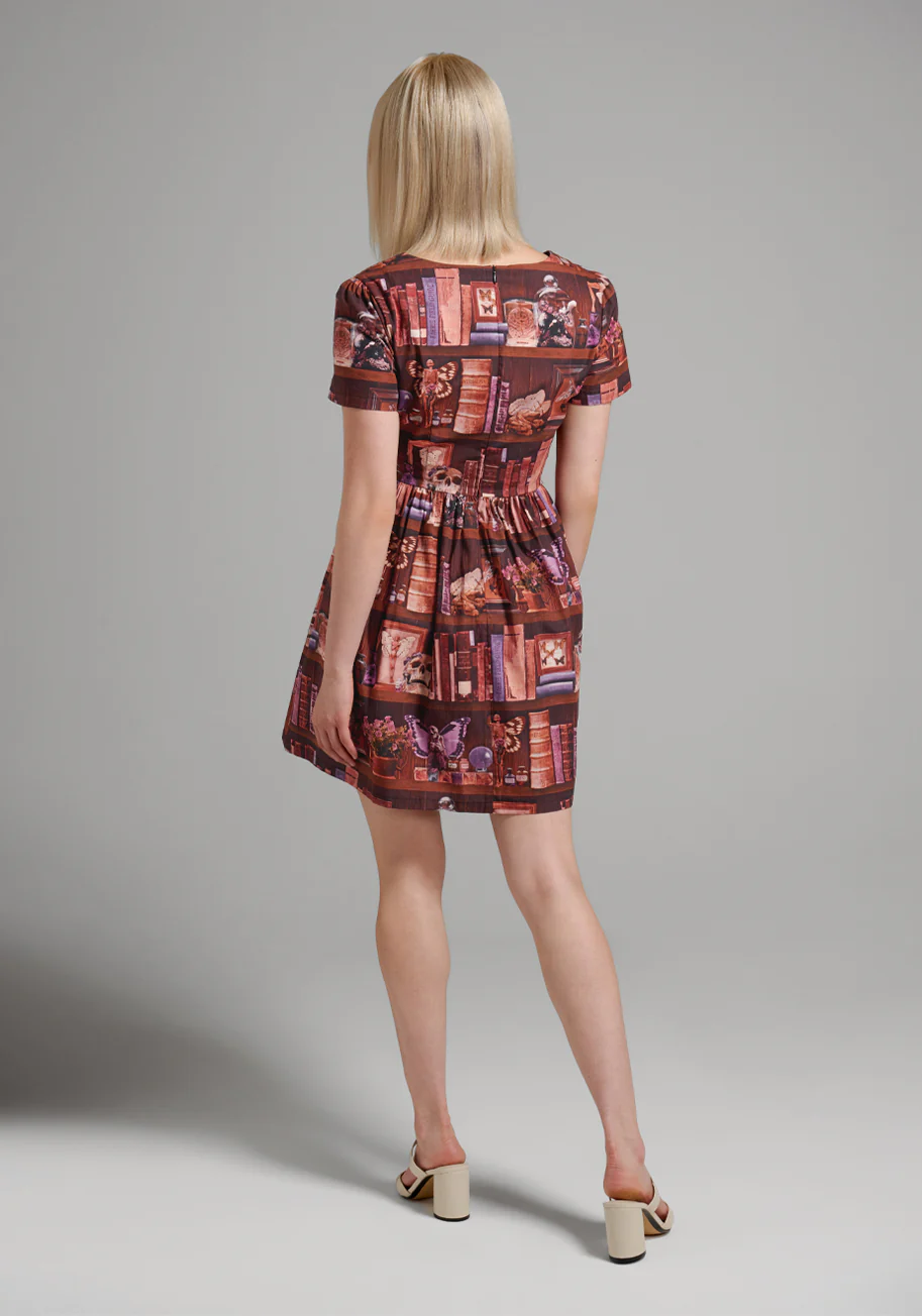 Shadows and Bookshelves Skater Dress - Olabens