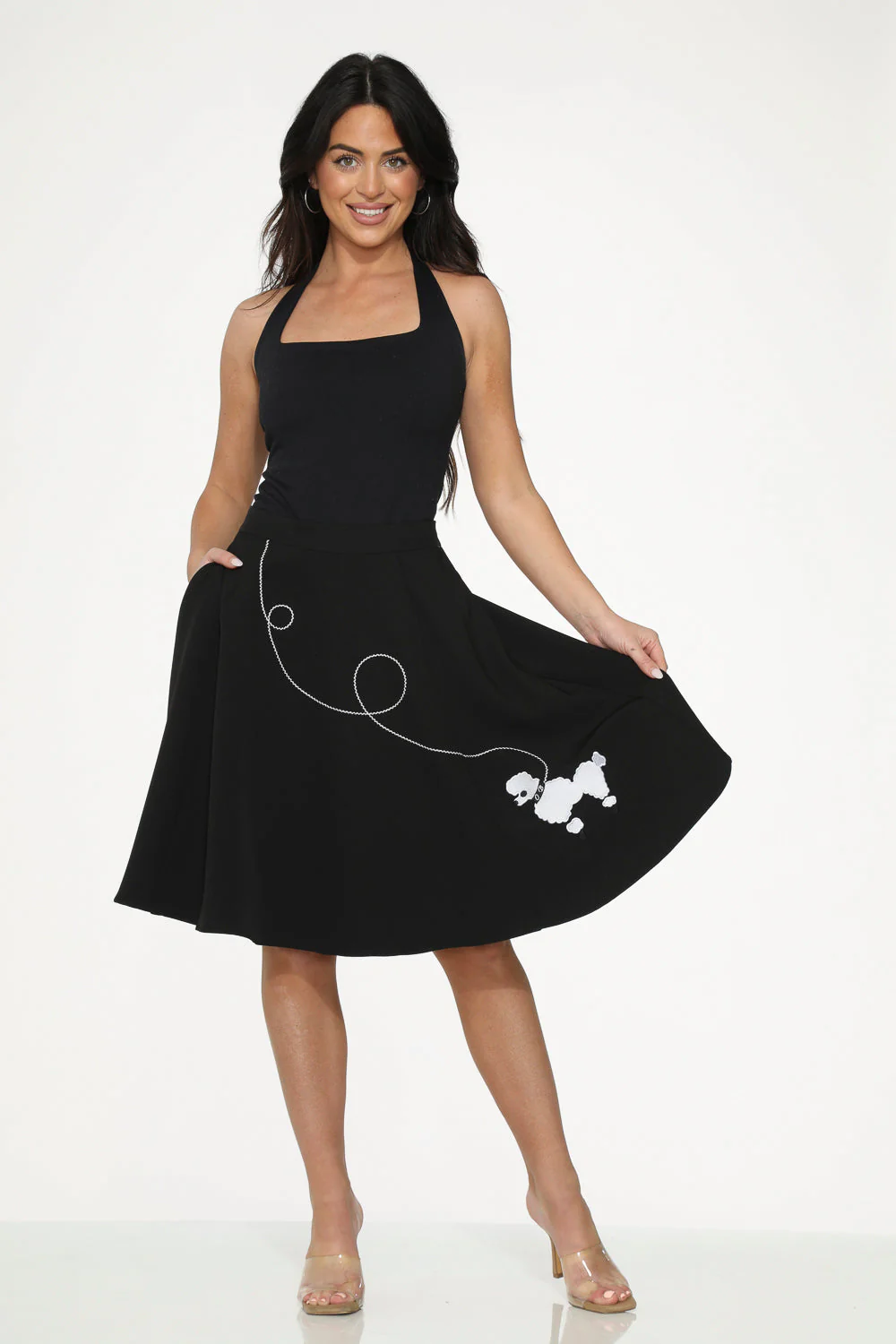 Black Embroidered Poodle Skirt - Olabens