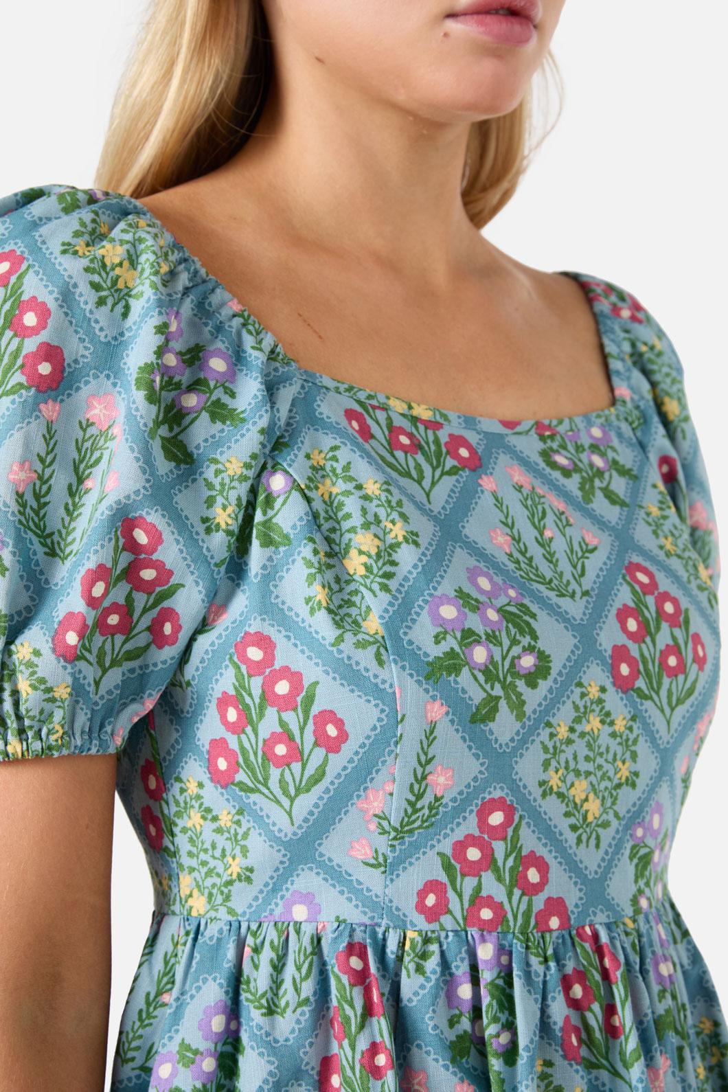 Lattice Floral Mini Dress - Olabens
