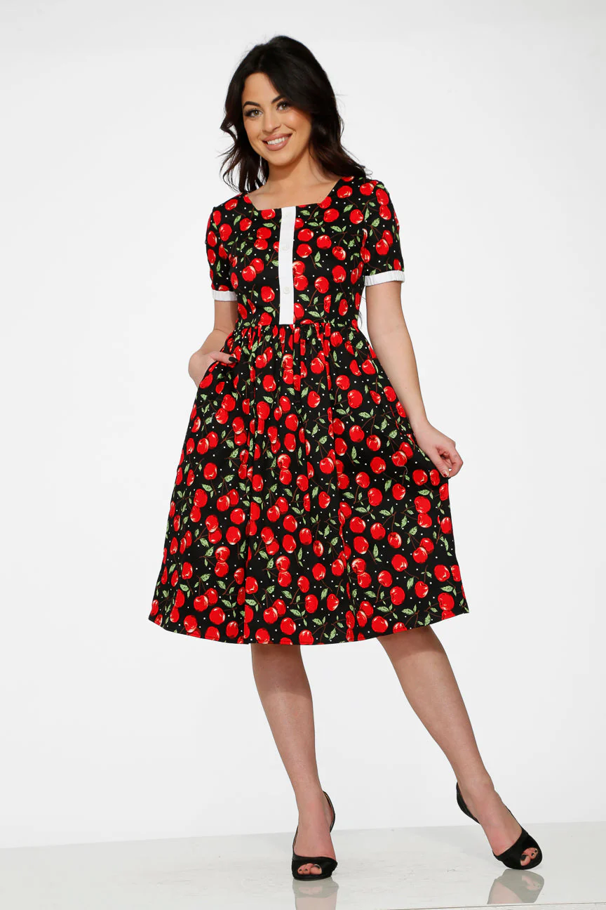 Black & Red Cherry Dress - Olabens