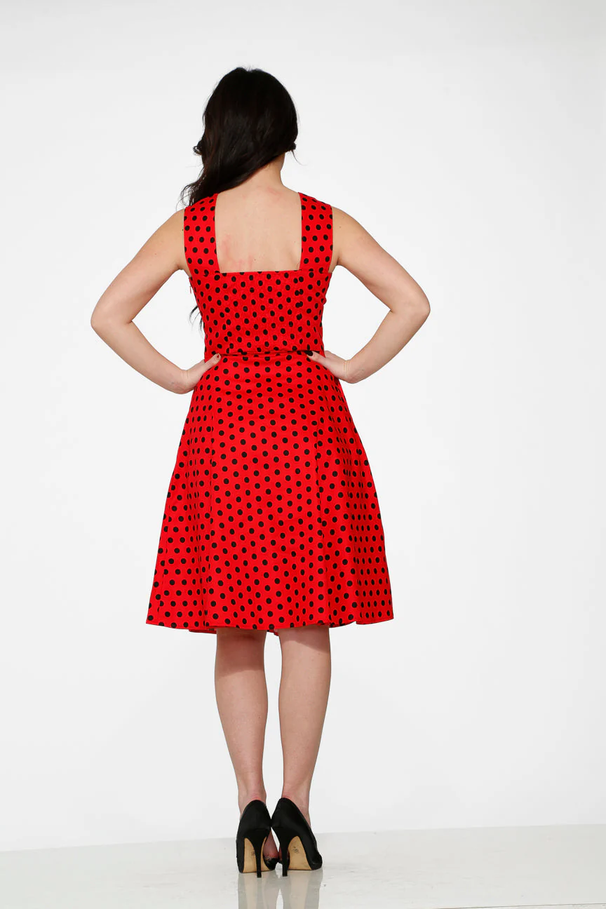 Red & Black Polka Dot Swing Dress - Olabens